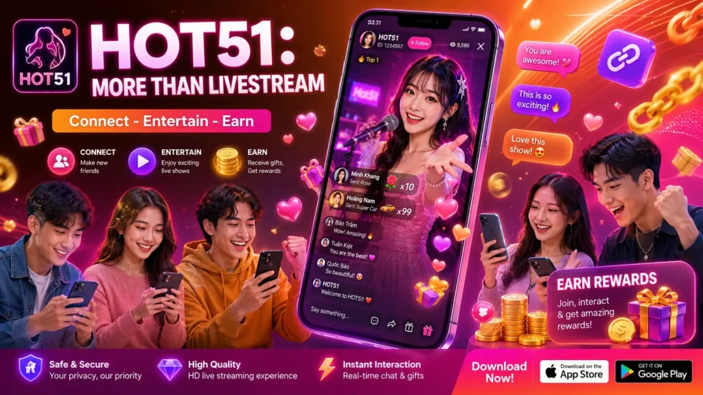 Hot51 APK - Mạng Xã Hội Livestream Đa Năng & Kiếm Tiền Số 1